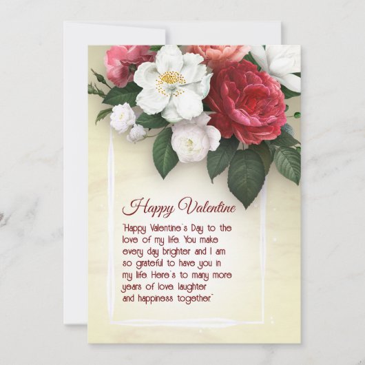 Simple Floral Valentine letter card Dankeskarte (Vorderseite)