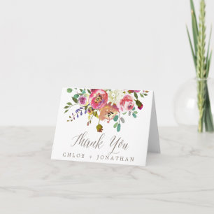 Simple Floral Watercolor Bouquet Danke Karte