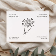 Simple Floral Wedding Save the Date Letterpress 