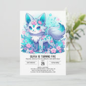 Simple Floral Wolf Digital Geburtstag Einladung (Stehend Vorderseite)