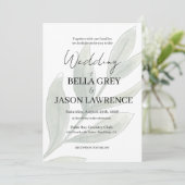 Simple flower Black & White Wedding Invitation Einladung (Stehend Vorderseite)