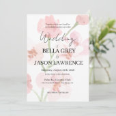 Simple flower Black & White Wedding Invitation Einladung (Stehend Vorderseite)