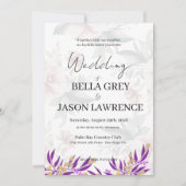 Simple flower Black & White Wedding Invitation Einladung (Vorderseite)