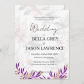 Simple flower Black & White Wedding Invitation Einladung (Vorne/Hinten)
