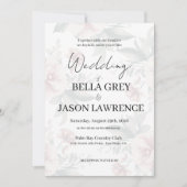 Simple flower Black & White Wedding Invitation Einladung (Vorderseite)