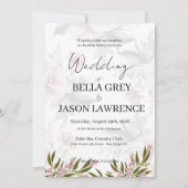 Simple flower Black & White Wedding Invitation Einladung (Vorderseite)