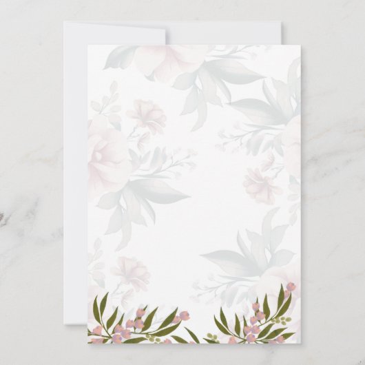 Simple flower Black & White Wedding Invitation Einladung (Rückseite)