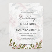 Simple flower Black & White Wedding Invitation Einladung (Vorne/Hinten)