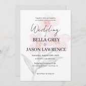 Simple flower Black & White Wedding Invitation Einladung (Vorne/Hinten)