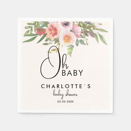 Simple, flowers Baby Shower Serviette (Vorderseite)
