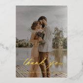 Simple Foil Calligraphy Wedding Foto Vielen Dank Folieneinladung (Vorderseite)