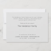 Simple Foliage Funeral Personalized Thank You Dankeskarte (Rückseite)