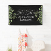 Simple Foliage Mr. & Mrs. Wedding Banner (Insitu)