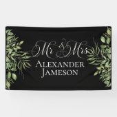 Simple Foliage Mr. & Mrs. Wedding Banner (Horizontal)