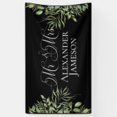 Simple Foliage Mr. & Mrs. Wedding Banner (Vertikal)