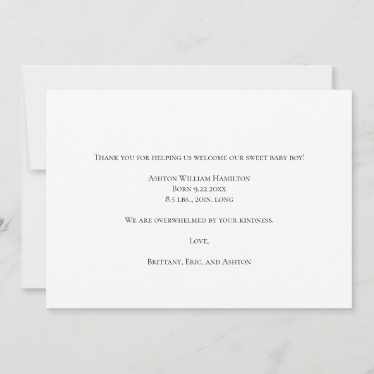 Simple For This Child We Have Prayed Baby Shower Dankeskarte (Rückseite)