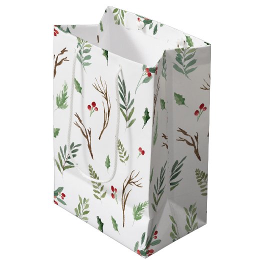 Simple Forest Berry Pinecone Mittlere Geschenktüte (Vorderseite Schrägansicht)