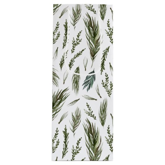 Simple Forest Botanicals Aquarellen Weihnachten Geschenktüte Für Weinflaschen (Vorderseite)