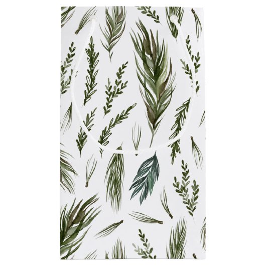 Simple Forest Botanicals Aquarellen Weihnachten Kleine Geschenktüte (Rückseite)