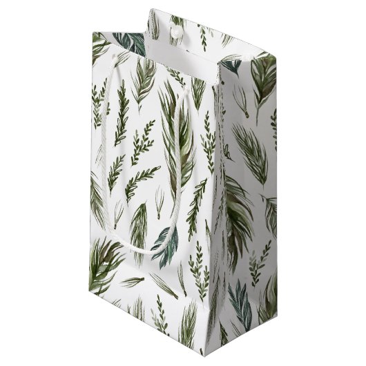 Simple Forest Botanicals Aquarellen Weihnachten Kleine Geschenktüte (Vorderseite Schrägansicht)