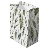 Simple Forest Botanicals Aquarellen Weihnachten Mittlere Geschenktüte (Rückseite Schrägansicht)