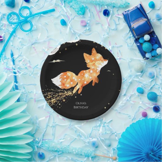 Simple Forest Fox Birthday Pappteller (Party)