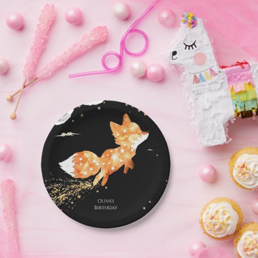 Simple Forest Fox Birthday Pappteller (Party)