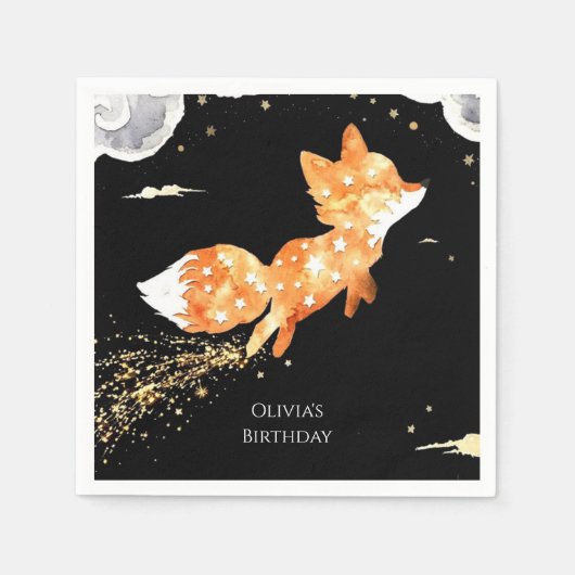 Simple Forest Fox Birthday Serviette (Vorderseite)