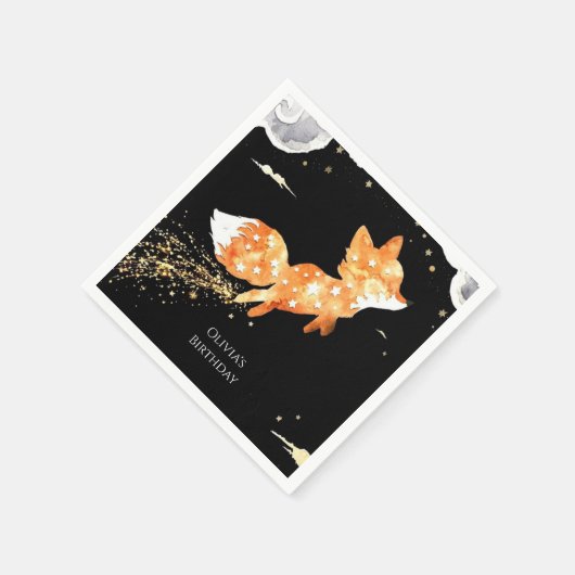 Simple Forest Fox Birthday Serviette (Ecke)