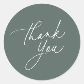 Simple Forest Green Calligrafy Script Vielen Dank Runder Aufkleber (Vorderseite)