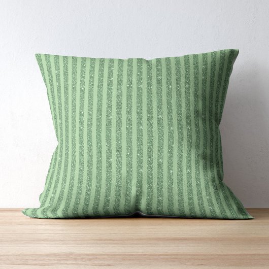 Simple Forest Green Glitter Style Vertical Stripes Kissen