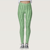 Simple Forest Green Glitter Style Vertical Stripes Leggings (Vorderseite)