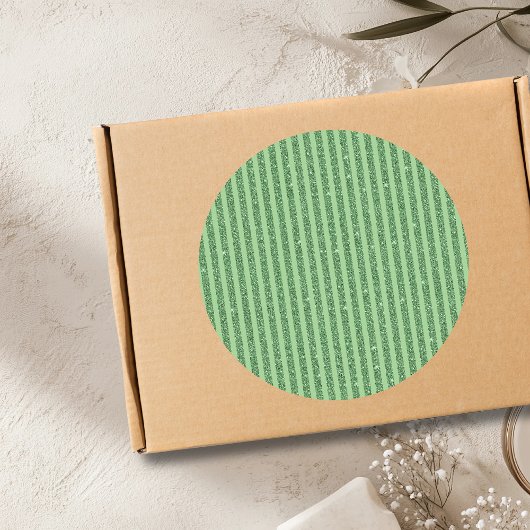 Simple Forest Green Glitter Style Vertical Stripes Runder Aufkleber