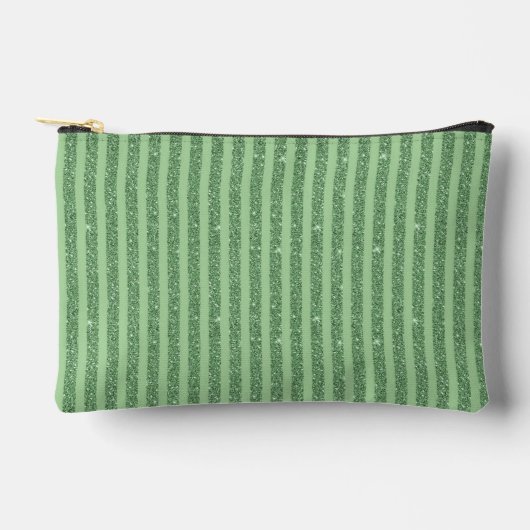 Simple Forest Green Glitter Style Vertical Stripes Zubehörtasche (Vorderseite)