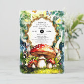 Simple Forest Mushroom Birthday Einladung (Stehend Vorderseite)