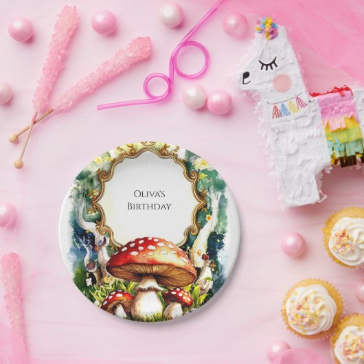 Simple Forest Mushroom Birthday Pappteller (Party)