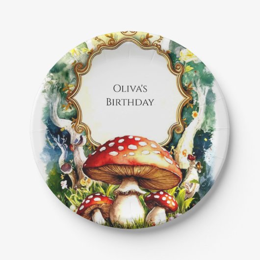 Simple Forest Mushroom Birthday Pappteller (Vorderseite)