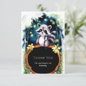 Simple Forest Raccoon Geburtstag Dankeskarte (Stehend Vorderseite)