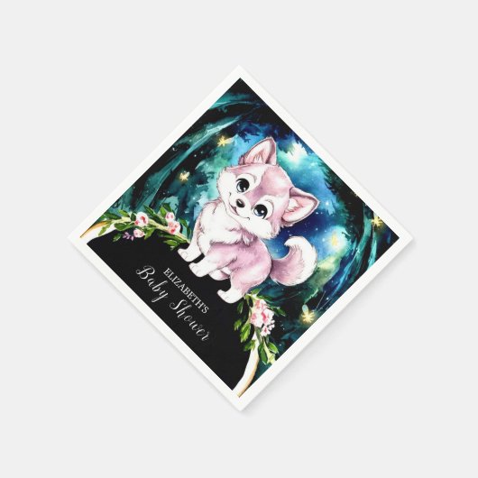 Simple Forest Wolf Baby Dusche Serviette (Ecke)