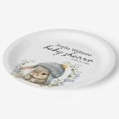 Simple Forest Woodland Baby Shower Paper Plate Pappteller (Schrägansicht)