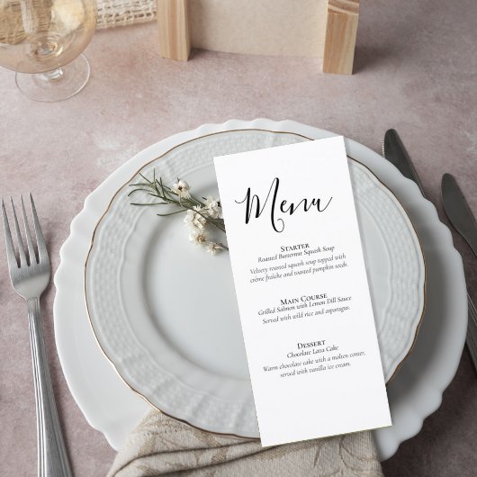 Simple Formal Wedding Menu Card Menükarte