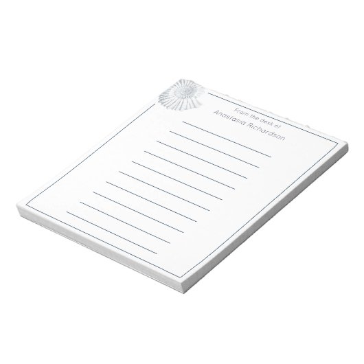 Simple Fossil Muschel Pastel Blue vom Schreibtisch Notizblock (Rotiert)