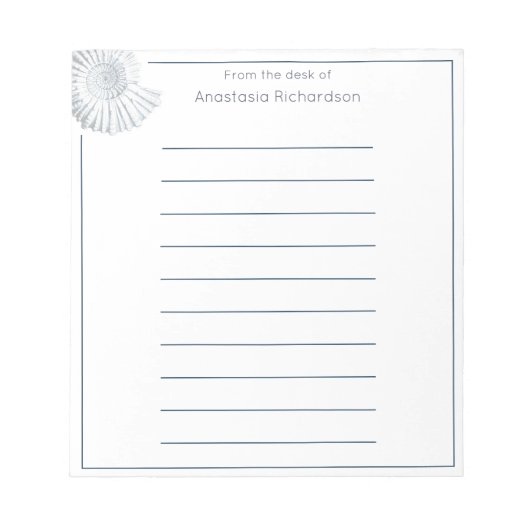 Simple Fossil Muschel Pastel Blue vom Schreibtisch Notizblock (Vorderseite)