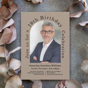 Simple Foto Arch 70. Geburtstagsparty Einladung