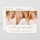 Simple Foto Collage 2016 Graduation Party Einladungspostkarte (Vorne/Hinten)