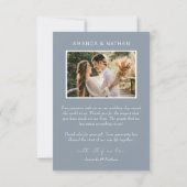 Simple Foto Dusty Blue Wedding Dankeskarte (Rückseite)