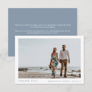 Simple Foto Dusty Blue Wedding Dankeskarte