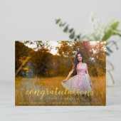 Simple Foto Elegante Gold Abschluss Ankündigung (Stehend vorne)