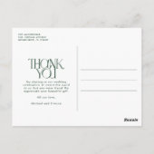 Simple Foto Hunter Green Wedding Vielen Dank Postkarte (Rückseite)