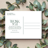 Simple Foto Hunter Green Wedding Vielen Dank Postkarte